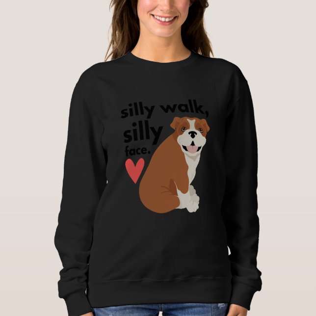 English Bulldog Silly Walk Silly Face T Shirt (Framsida)