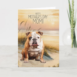 English Bulldog Sunset Beach Mother's Day Helgkort
