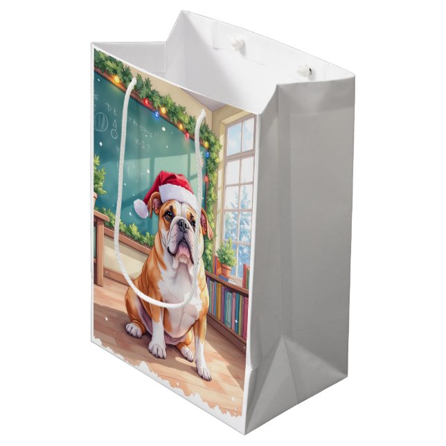 English Bulldog Teacher Classroom Santa Hat (Framsidan Vinklad)