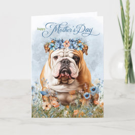 English Bulldog Wildflowers Mother's Day Helgkort