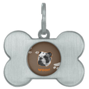 English Bulldog Woof Namnbricka Husdjur