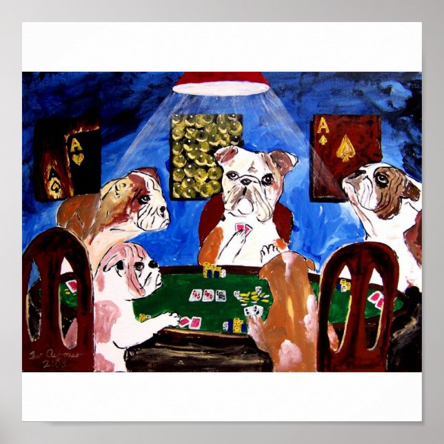 ENGLISH BULLDOGS BULL DOGS PLAYER POKER POSTER (Framsidan)