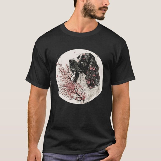English Cocker Spaniel Cherry Blossom Dog Breed Ja T Shirt (Framsida)