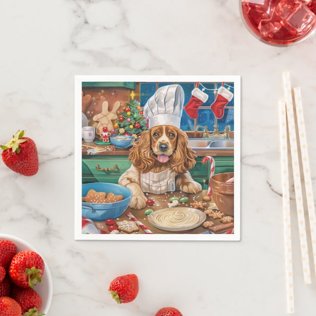 English Cocker Spaniel Högbakning: Jul Pappersservett (Insitu)