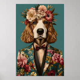 English Cocker Spaniel In Suit Poster, Cocker Poster