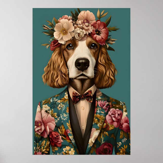 English Cocker Spaniel In Suit Poster, Cocker Poster (Framsidan)