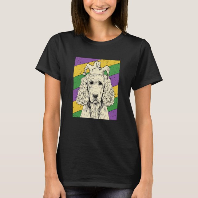 English Cocker Spaniel Jester Mardi Gras Dog Mom D T Shirt (Framsida)