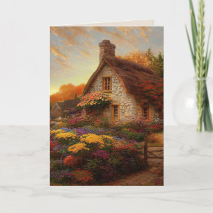 ENGLISH COTTAGE BLOMMIGT ART FÖDELSEDAGSKORT KORT