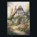 English Cottage Kökshandduk<br><div class="desc">A Watercolour English cottage with garden</div>