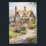 English Cottage Kökshandduk<br><div class="desc">A Watercolour English cottage with garden</div>