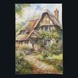 English Cottage Kökshandduk<br><div class="desc">A Watercolour English cottage with garden</div>