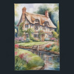 English Cottage Kökshandduk<br><div class="desc">A Watercolour English cottage with garden</div>