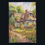 English Cottage Kökshandduk<br><div class="desc">A Watercolour English cottage with garden</div>