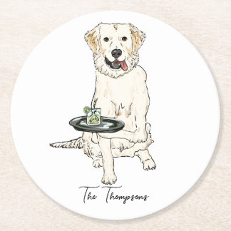 English Cream Golden Retriever  Wedding  Underlägg Papper Rund