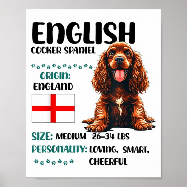 English Er Spaniel Origin Funny Er Spaniel Lover  Poster (Framsidan)
