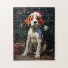 English Foxhound Puppy Christmas Painting Pussel