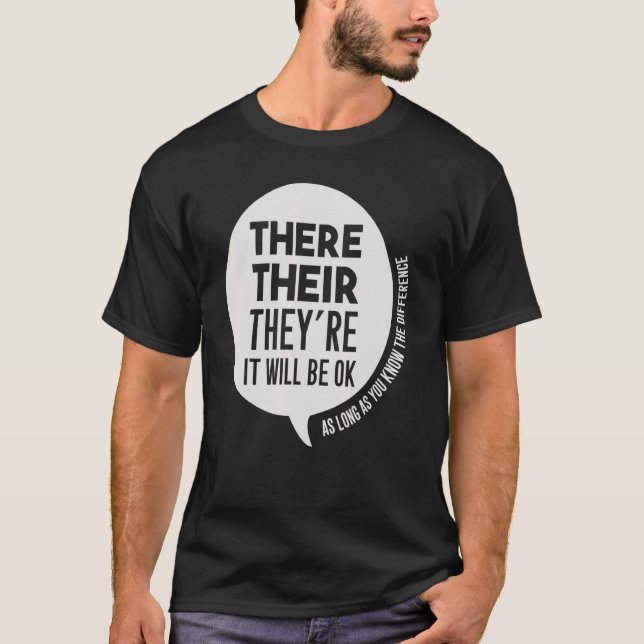 English Grammar Elementary School Teacher Their Th T Shirt (Framsida)