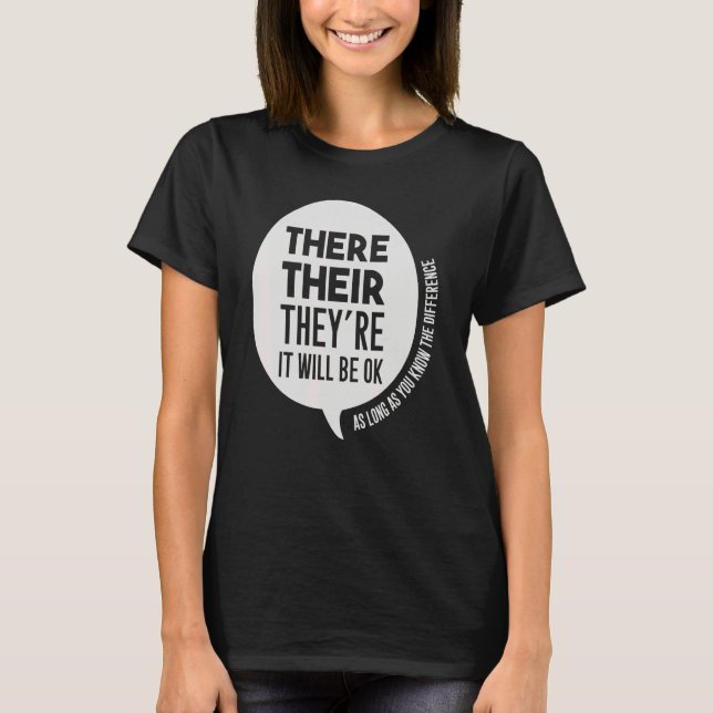 English Grammar Elementary School Teacher Their Th T Shirt (Framsida)