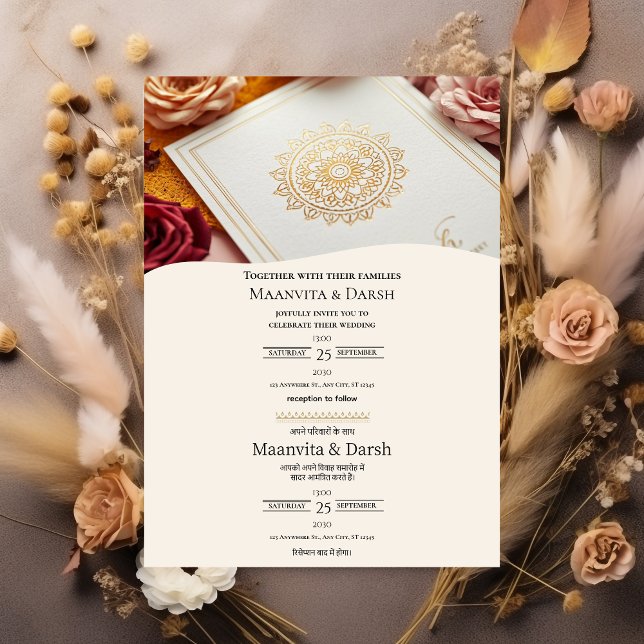 English Hindi Bilingual Wedding Invitation Inbjudningar (Skapare uppladdad)
