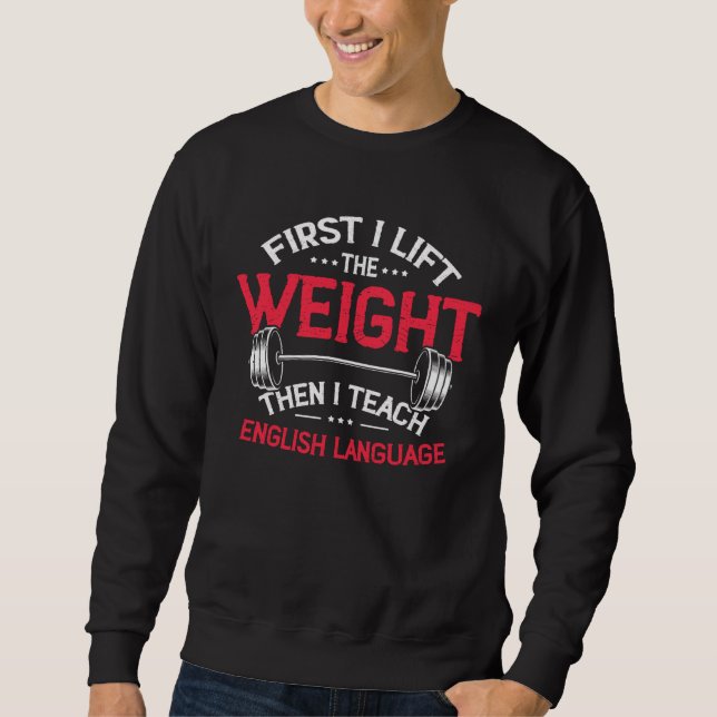 English Language Teacher Grammar Weightlifting Wor Lång Ärmad Tröja (Framsida)