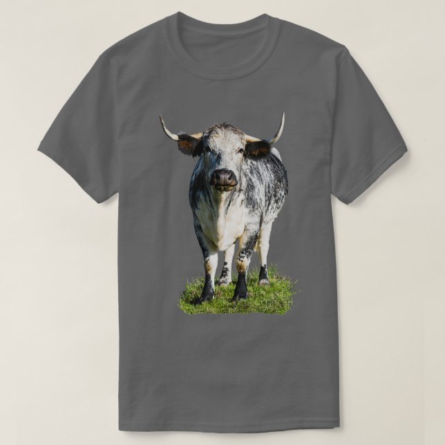English Longhorn Cow  T Shirt (Design framsida)