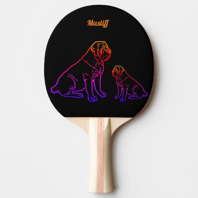 English Mastiff Neon englische Dogge Pingisracket (Framsidan)