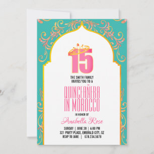 ENGLISH morocco QUINCEAÑERA arabiska nätter ROSA A Inbjudningar