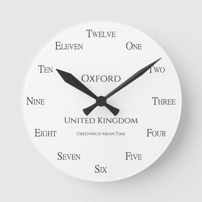 English Numbers Personalized Country Time Zone Rund Klocka (Framsida)