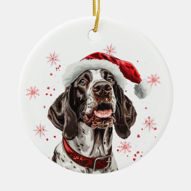 English Pointer Dog Christmas Personalized Julgransprydnad Keramik (Framsidan)