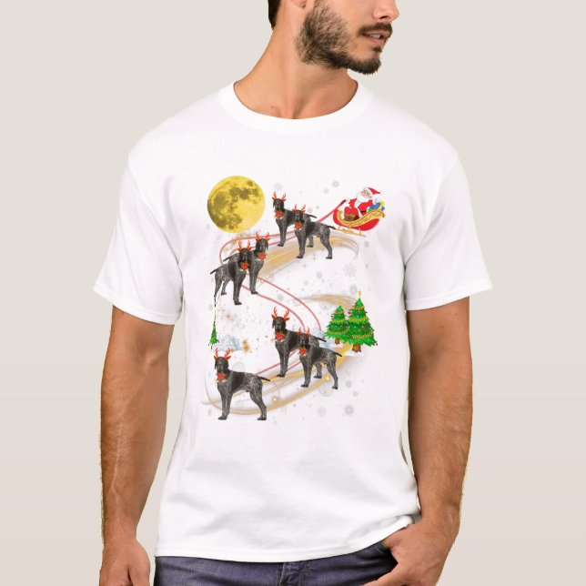 English Pointer Reindeer Christmas Santa Riding Do T Shirt (Framsida)