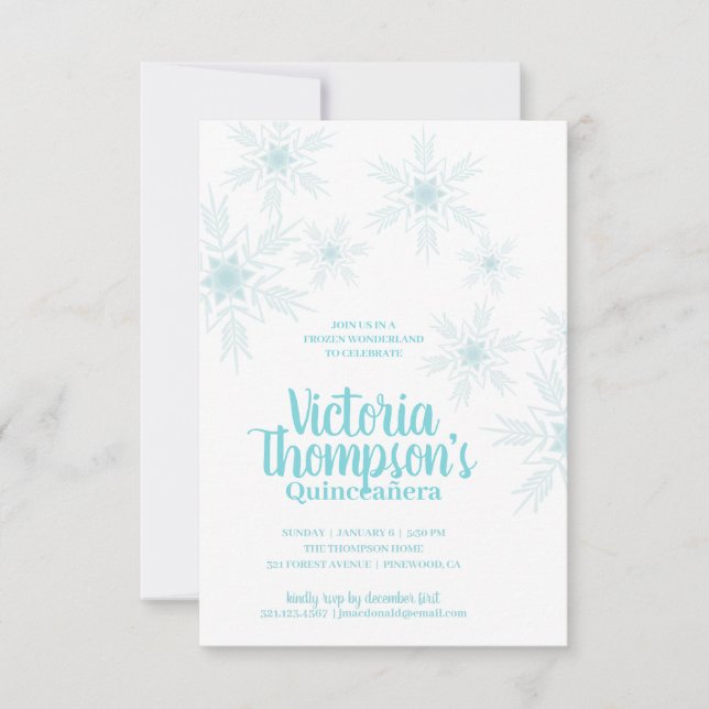 ENGLISH quinceañera WINTER WONDERLAND Inbjudningar (Framsida)
