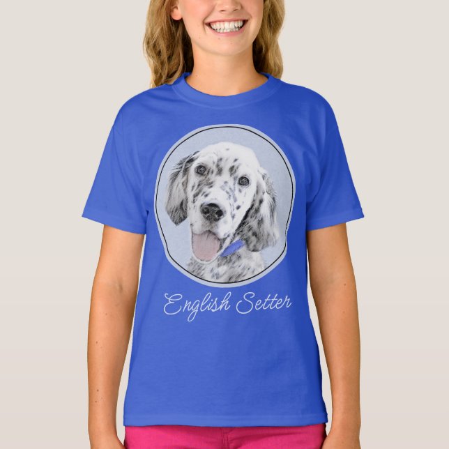 English Setter Blue Belton Painting Dog Art T-Shir T Shirt (Framsida)