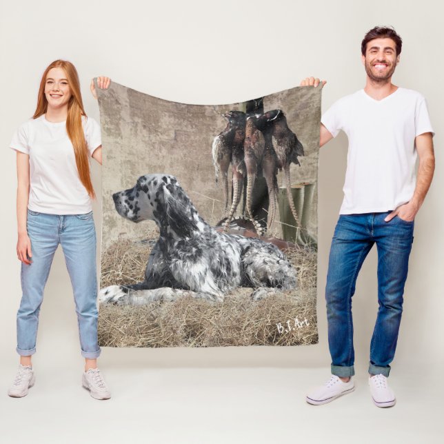 English Setter, Fasanjakt Tapet Poster Fleecefilt (På plats)