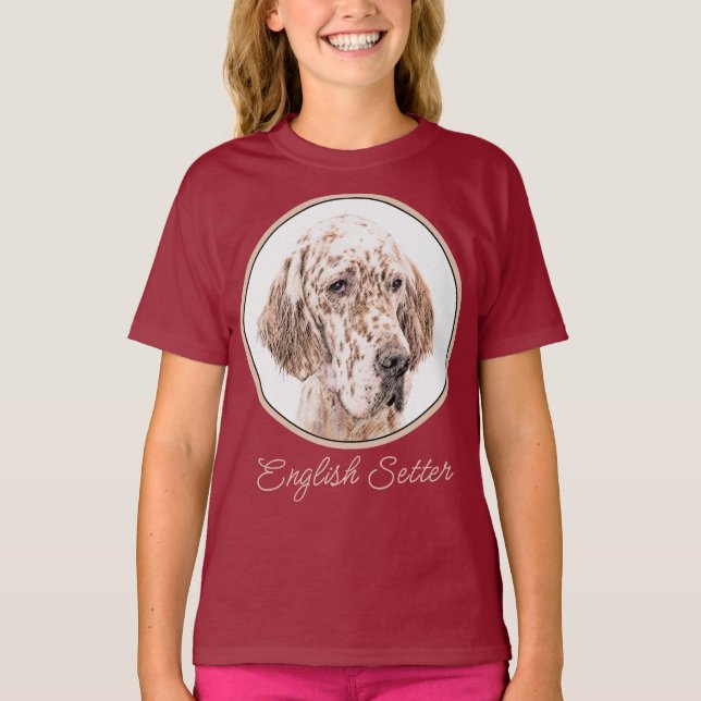 English Setter Orange Belton Painting Dog Art T-Sh T Shirt (Framsida)