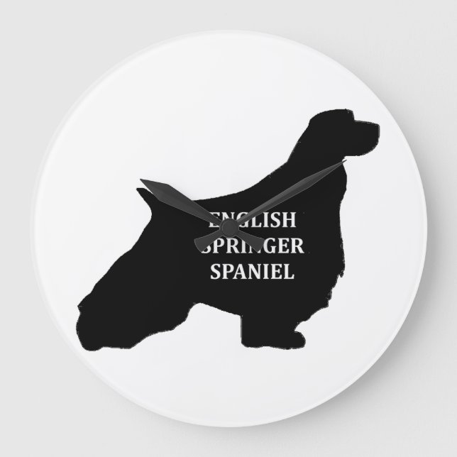 English Spaniel namn silhouette Stor Klocka (Framsida)