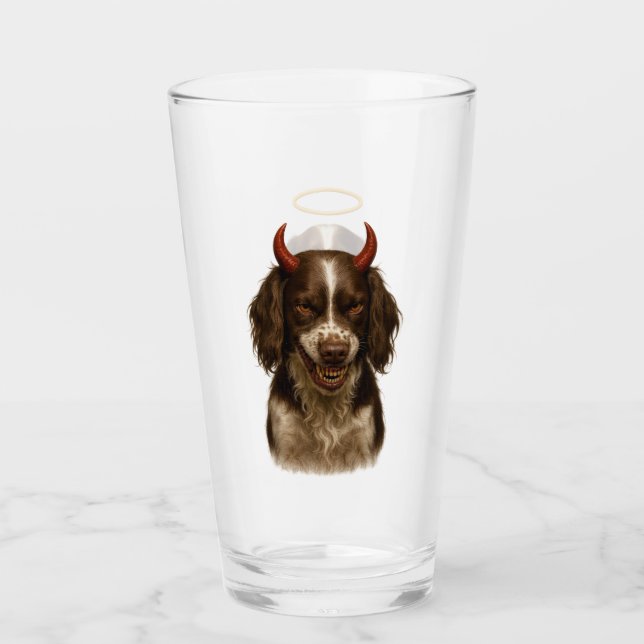English Springer Spaniel Angel / Devil Glass Glaskopp (Framsida)