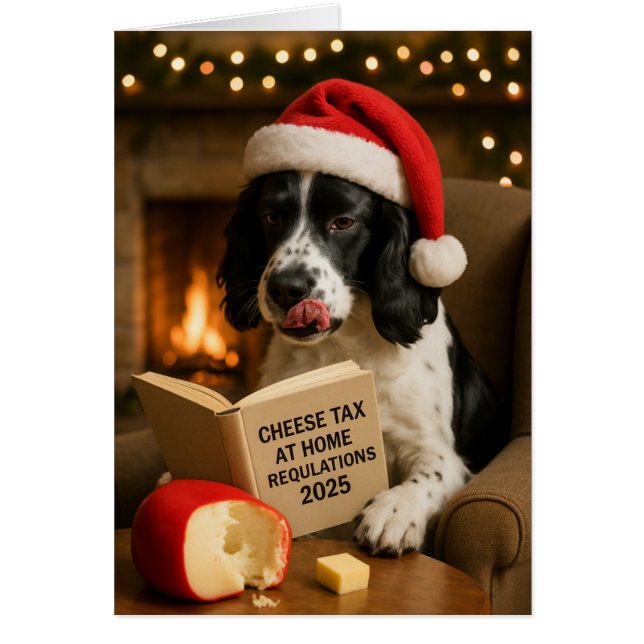 English Springer spaniel Cheese Tax Christmas card Hälsningskort (Framsidan)