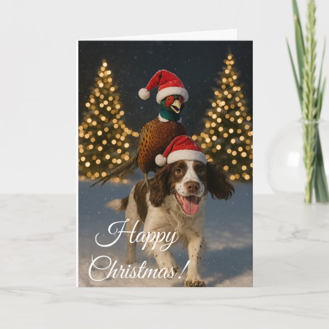 English Springer Spaniel Christmas greeting card Helgkort (Framsida)