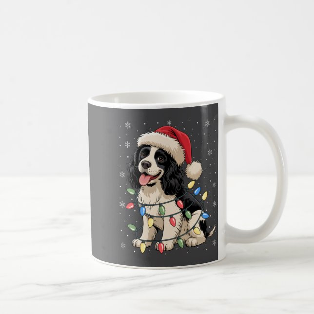 English Springer Spaniel Dog Christmas Tree Lights Kaffemugg (Höger)