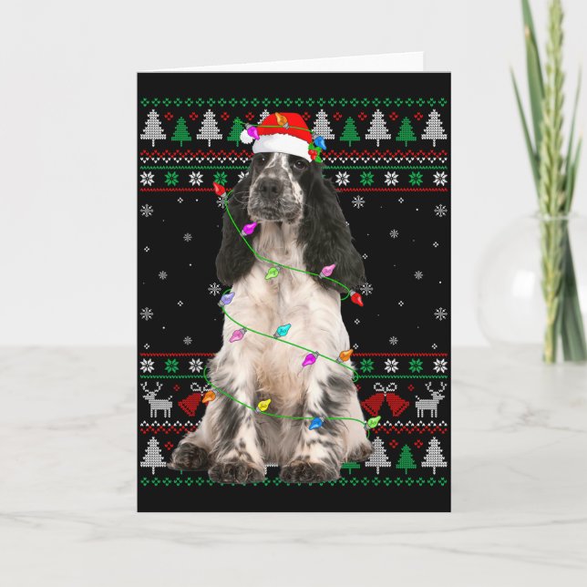 English Springer Spaniel Dog Christmas Ugly Sweate Kort (Framsida)