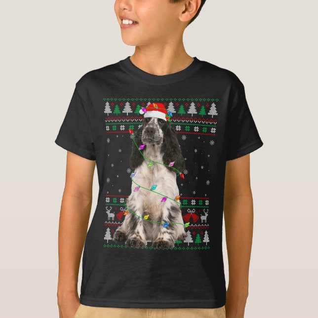 English Springer Spaniel Dog Christmas Ugly Sweate T Shirt (Framsida)