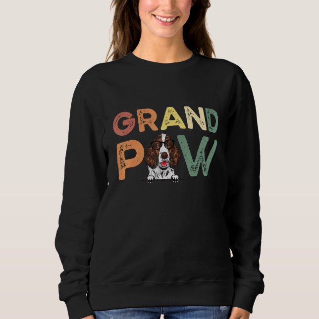 English Springer Spaniel Dog Grandpa  With Father  T Shirt (Framsida)