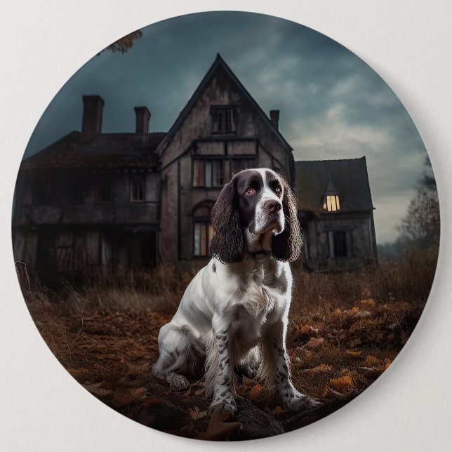 English Springer Spaniel Halloween Skräckinjagande Knapp (Framsida)