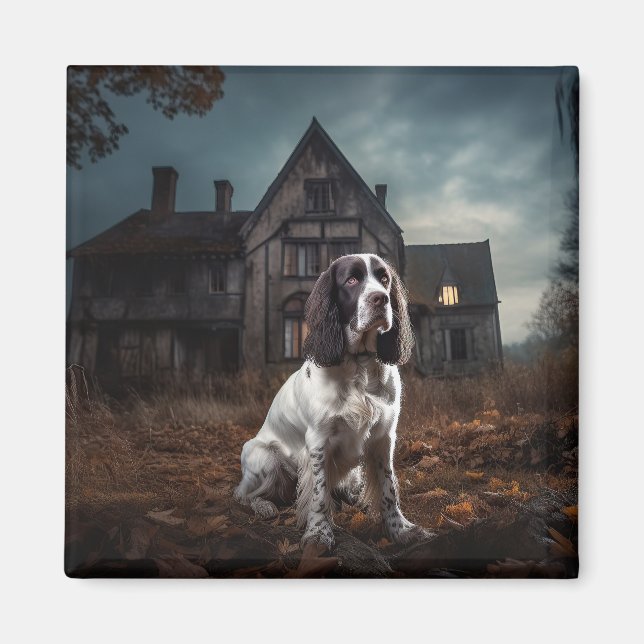 English Springer Spaniel Halloween Skräckinjagande Magnet (Framsidan)