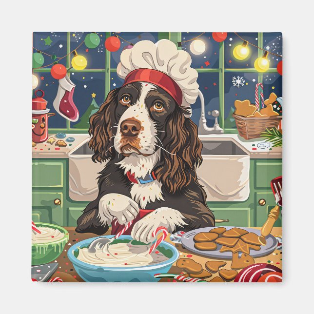 English Springer Spaniel Holiday Baking: Festiv  Magnet (Framsidan)