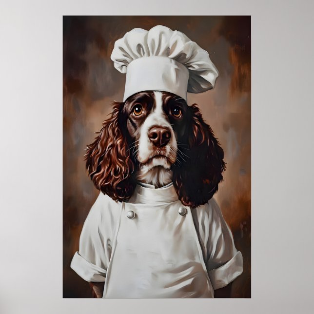 English Springer Spaniel In Chefs Hat Poster, Pet Poster (Framsidan)