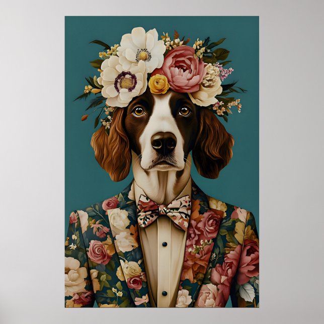 English Springer Spaniel In Suit Poster, Springer Poster (Framsidan)