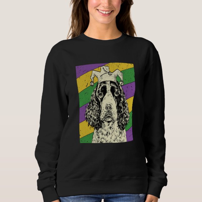 English Springer Spaniel Jester Mardi Gras Dog Mom T Shirt (Framsida)