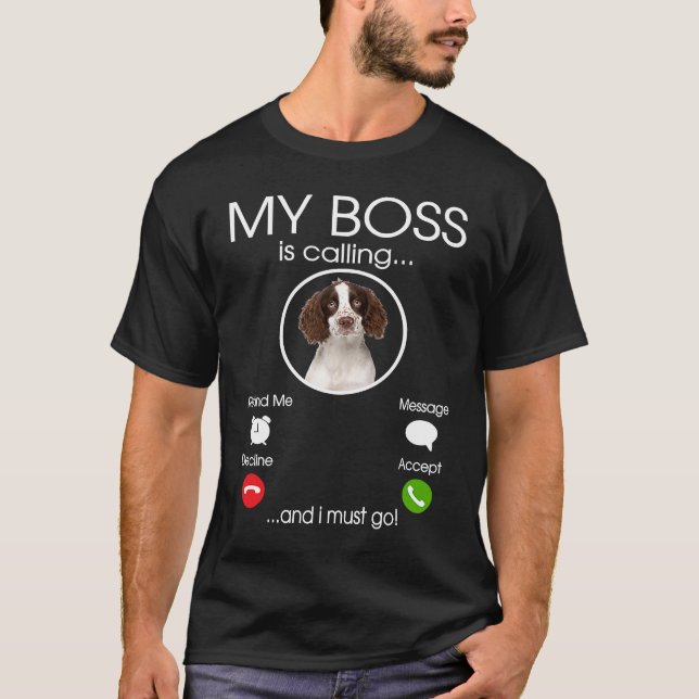 English Springer Spaniel My Boss T Shirt (Framsida)