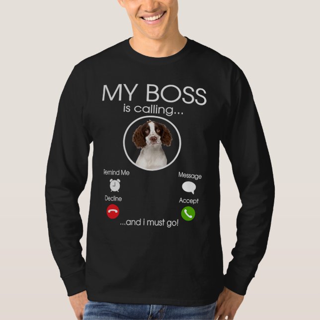 English Springer Spaniel My Boss T Shirt (Framsida)